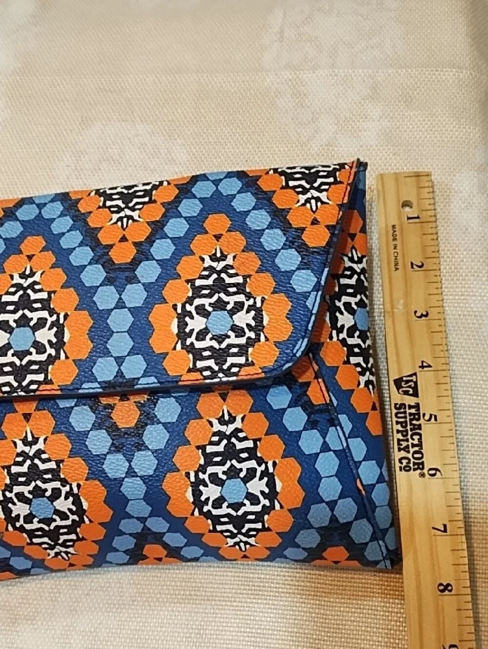 Vera Bradley Blue and Orange Geometric 3 Piece Wristlet Set VGC.